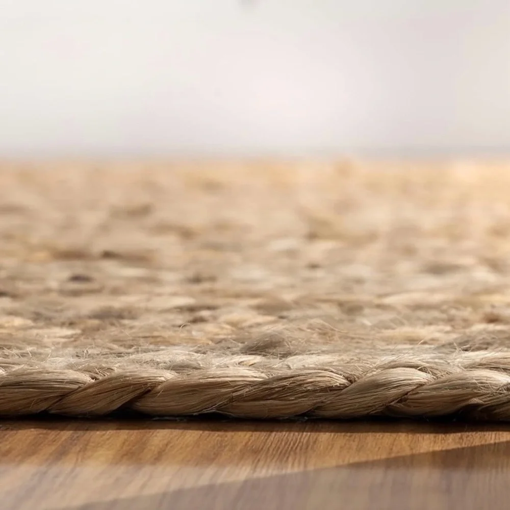 NEW West Elm XL Tan Boho Jute Woven Fiber Indoor Natural Area Rug Carpet 5' x 8'